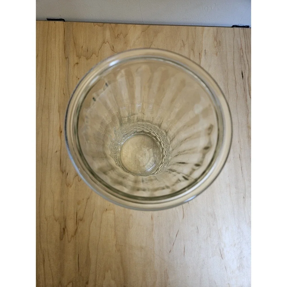 Hoosier Glass Clear Ribbed Vase Diamond Pattern Flared Rim Vintage 9